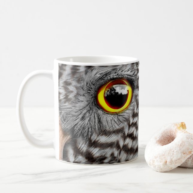 Owl Bird Eyes Coffee Tasse, Cup Kaffeetasse (Mit Donut)