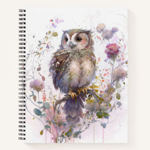 Owl Bird Portrait Animal Painting Wildlife Forest Notizbuch