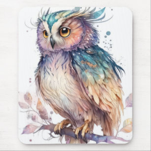 Owl Bird Portrait Animal Painting Wildlife Outdoor Mousepad