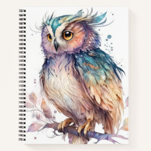Owl Bird Portrait Animal Painting Wildlife Outdoor Notizbuch