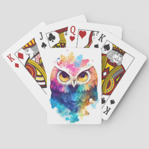 Owl Bird Wild Nature Animal Color Art Malerei Spielkarten