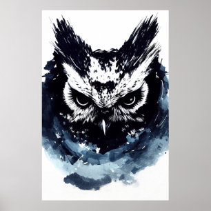 Owl Bird Wild Nature Free Spirit Pinselstrich Poster