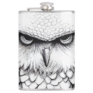 Owl Bird Wild Nature Illustration Line Epische Kun Flachmann