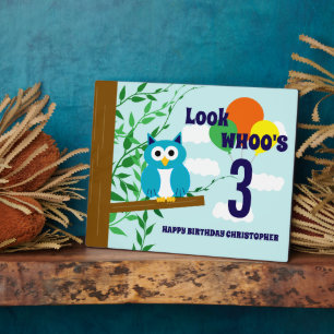 Owl Birthday Fotoplatte