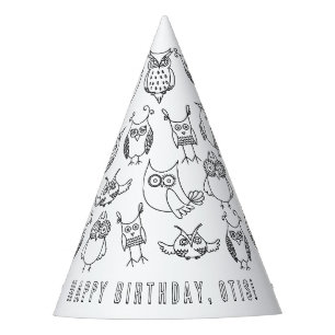 Owl Birthday Party-HHat Partyhütchen