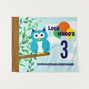 Owl Birthday Wandteppich