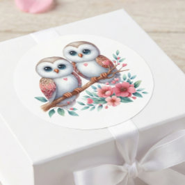 Owl Boho Rustic Country Woodland Wedding Runder Aufkleber
