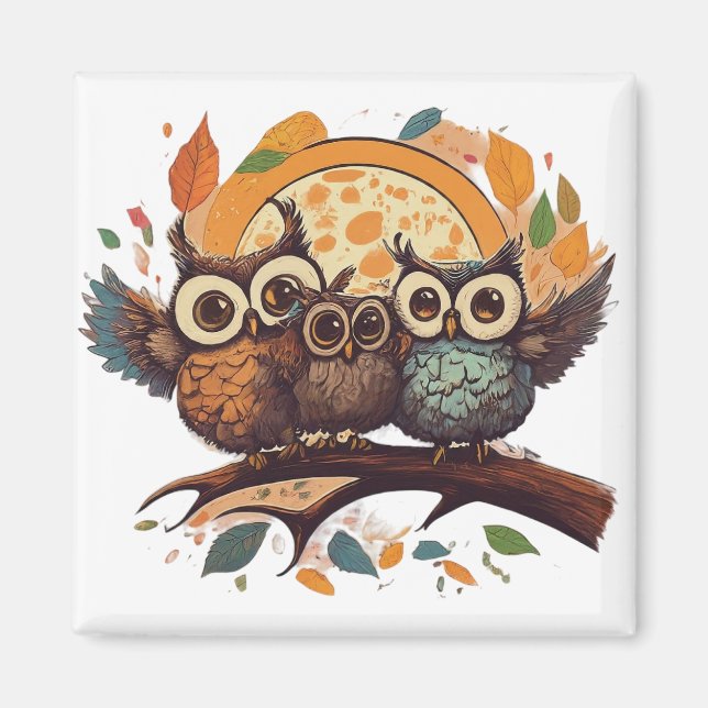 Owl Branch Magnet (Vorne)