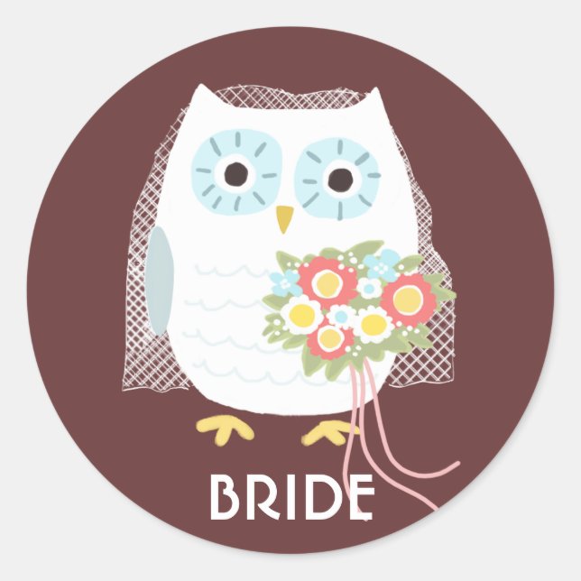 Owl Bride | Neugezogene Ehefrau | Custom Bridal Runder Aufkleber (Vorderseite)