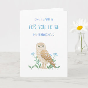 Owl Bridesmaid Propoal Card Karte