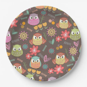 Owl Brown Pappteller