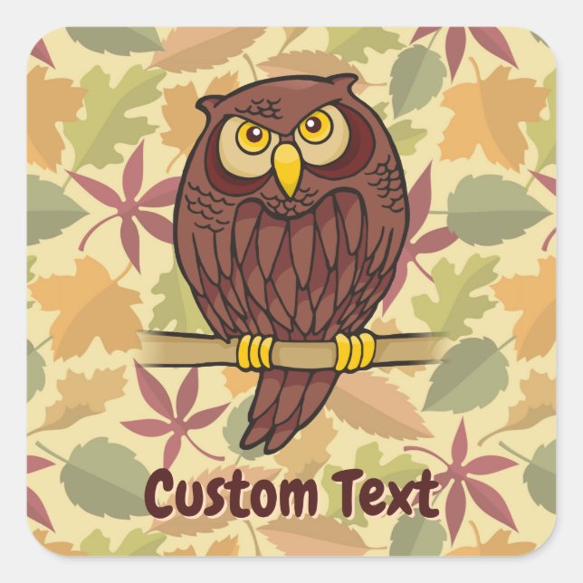 Owl Cartoon Square Sticker (Vorderseite)