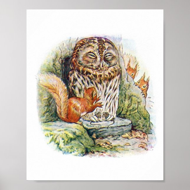 Owl Children's Book Illustration Poster (Vorne)