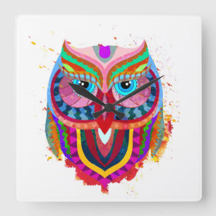 Owl Clock Quadratische Wanduhr