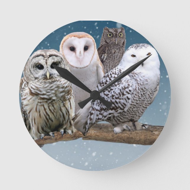 Owl Clock Runde Wanduhr (Vorderseite)