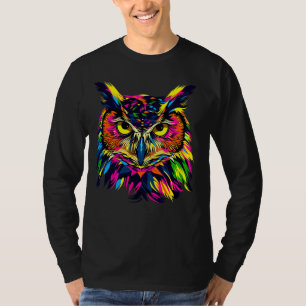 Owl Colorful Rainbow Colors Auwl Pop Kunst Niedlic T-Shirt