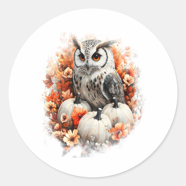 Owl Country Pumpkin Runder Aufkleber (Vorderseite)