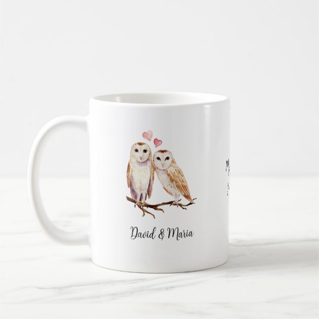 Owl Couple in Love Kaffeetasse (Links)