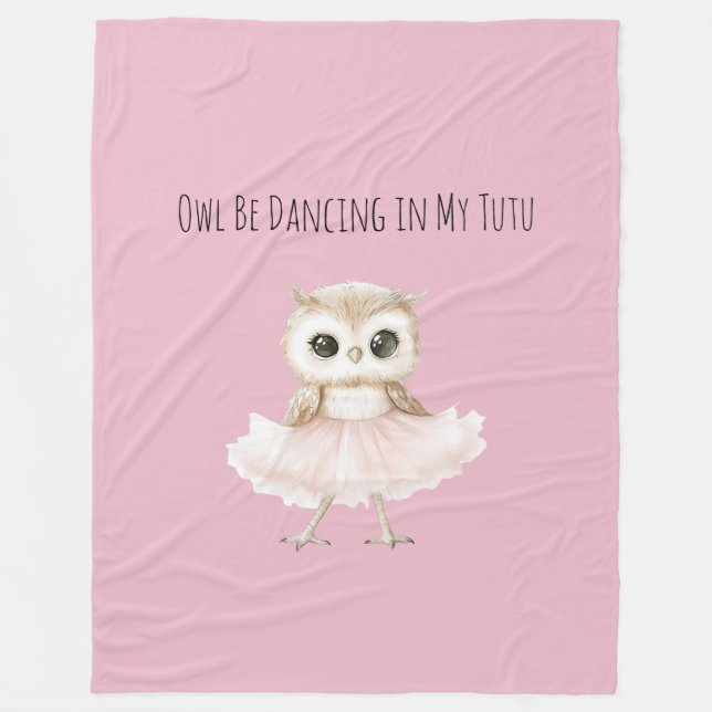 Owl Dancing Pink Tutu Ballerina Fleecedecke (Vorderseite)