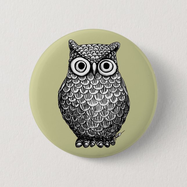 Owl Design Button-Button Button (Vorderseite)