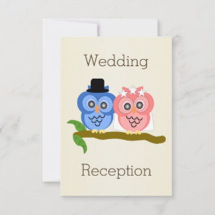 Owl Design Champagnerfarbene Hochzeitsfeier Einladung