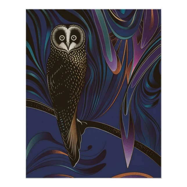 Owl Design Poster Wall Art Psychedelia (Vorderseite)