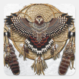 Owl Dream Catcher Quadratischer Aufkleber