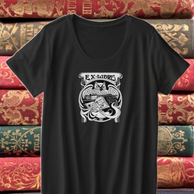 Owl Ex Libris Buchzeichen Große Größe T-Shirt (Von Creator hochgeladen)