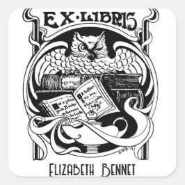 Owl Ex Libris Buchzeichen Quadratischer Aufkleber