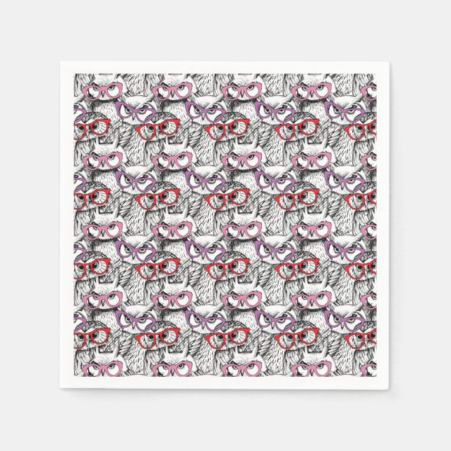 Owl Eyeglasses Muster Serviette (Vorderseite)