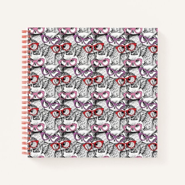 Owl Eyeglasses Pattern Notizbuch (Vorderseite)