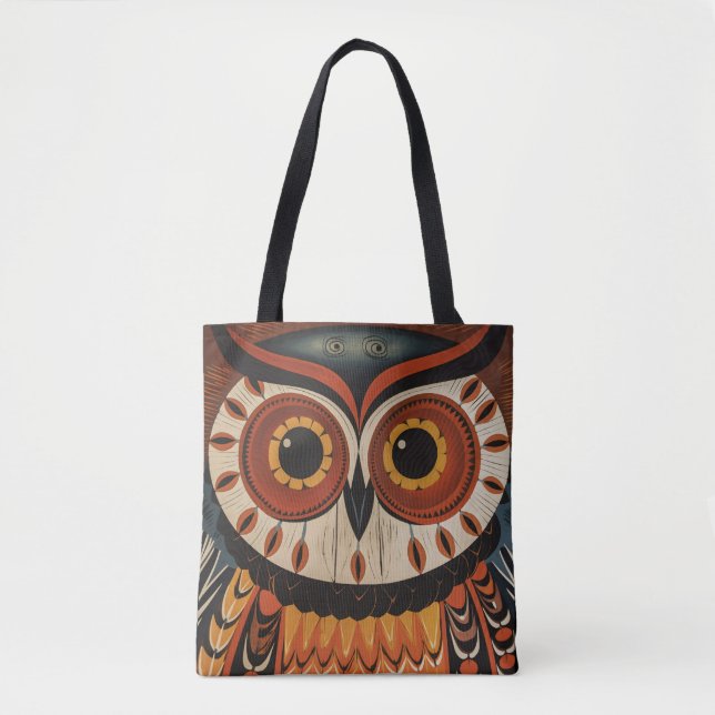 Owl Face Ethnic Art Tote Bag (Vorderseite)