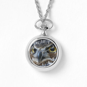 Owl Face Women's Wraparound Silver Watch Armbanduhr