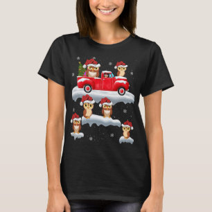 Owl Fahren Weihnachtsbaum Red Truck Owl Weihnachte T-Shirt