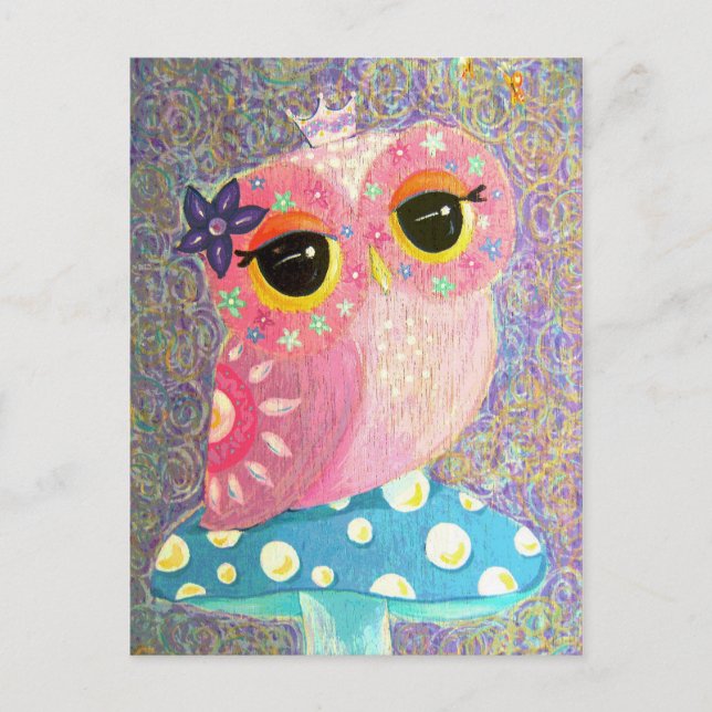 Owl Fairy Princess Postcard Postkarte (Vorderseite)
