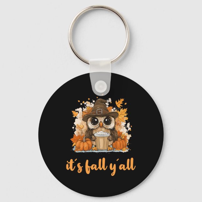 Owl Fall Erntedank Es ist Fall Yáll Schlüsselanhänger (Vorderseite)