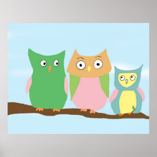 Owl Family Portrait groß Poster