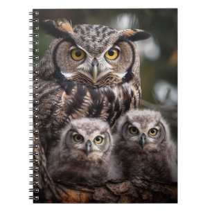 Owl Family Spiral Foto Notebook Notizblock