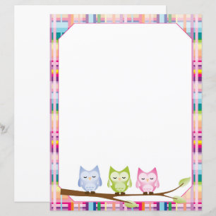 Owl farbiges, Kariert grenzenloses Papierblatt