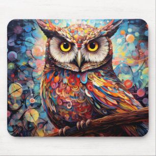 Owl farbiges Tier Verzauberung Abstrakt Mousepad