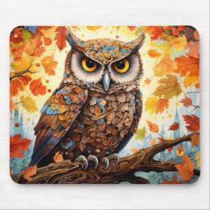 Owl farbiges Tier Verzauberung Abstrakt Mousepad