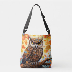 Owl farbiges Tier Verzauberung Abstrakt Tragetaschen Mit Langen Trägern