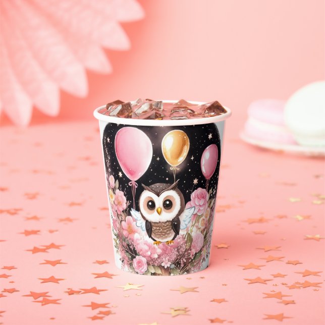 Owl First Birthday Paper Cups Pappbecher (Insitu)