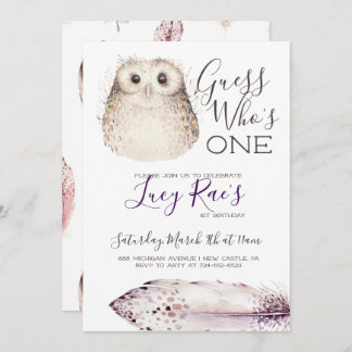 Owl First Birthday Party Einladung