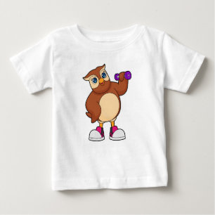 Owl Fitness Dumbell Baby T-shirt