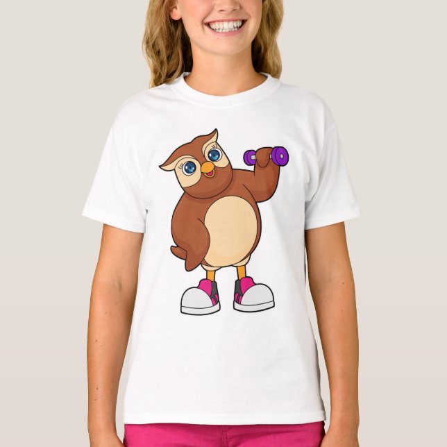Owl Fitness Dumbell T-Shirt (Vorderseite)