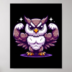 Owl Flechtmuskeln Fan Lover Bodybuilding Gym Wor Poster
