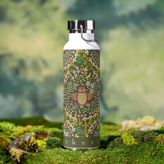 Owl Folk Green Trinkflasche (Außenbereich)