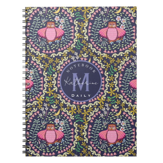 Owl Folk Navy Notizblock (Vorderseite)