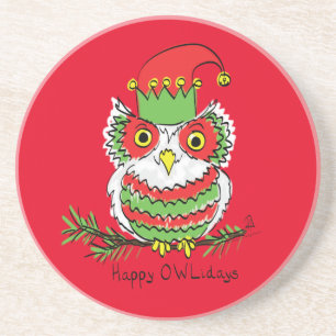 Owl Funny Christmas Niedlich Kids Getränkeuntersetzer
